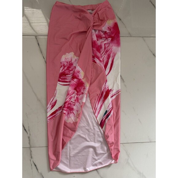 Women’s One-Piece 3D Flower Swimsuit With Matching Wrap/Skirt peach pink Large - Picture 15 of 16